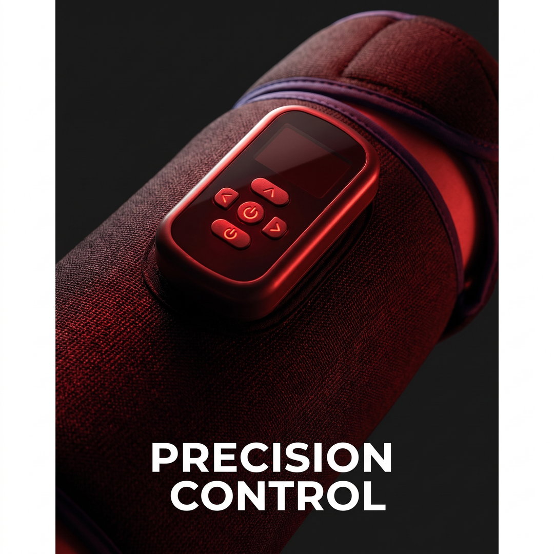 Rechargeable Leg Massager with Heat and Air Compression Adjustable Wrap for Circulation Support Muscle Recovery and Pain Relief Home Use - LED Control Panel Detail