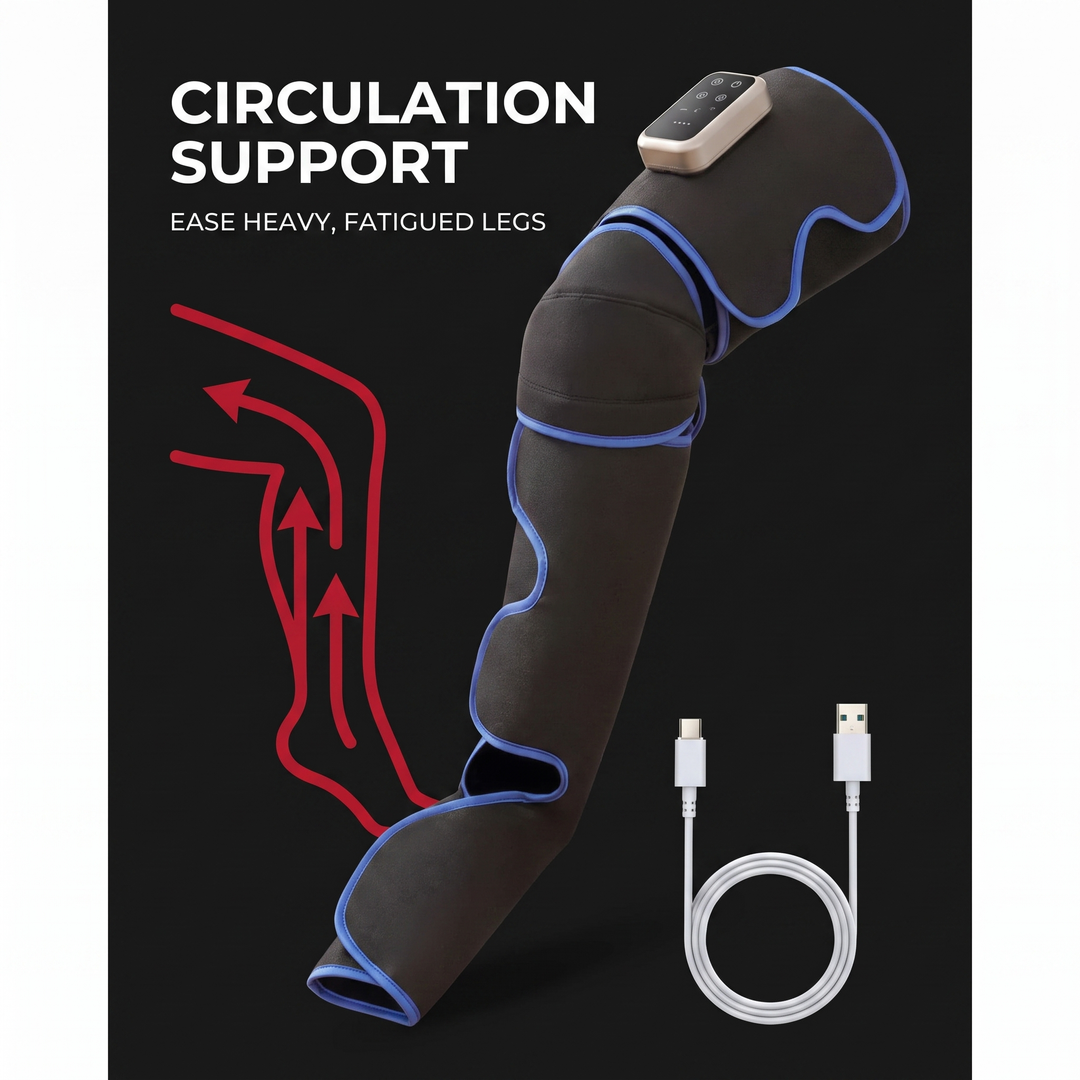 Rechargeable Leg Massager with Heat and Air Compression Adjustable Wrap for Circulation Support Muscle Recovery and Pain Relief Home Use - Circulation Support Feature