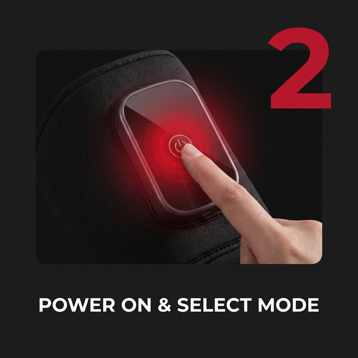 Rechargeable Leg Massager with Heat and Air Compression Adjustable Wrap for Circulation Support Muscle Recovery and Pain Relief Home Use - How It Works Step 2 Power On and Select Mode