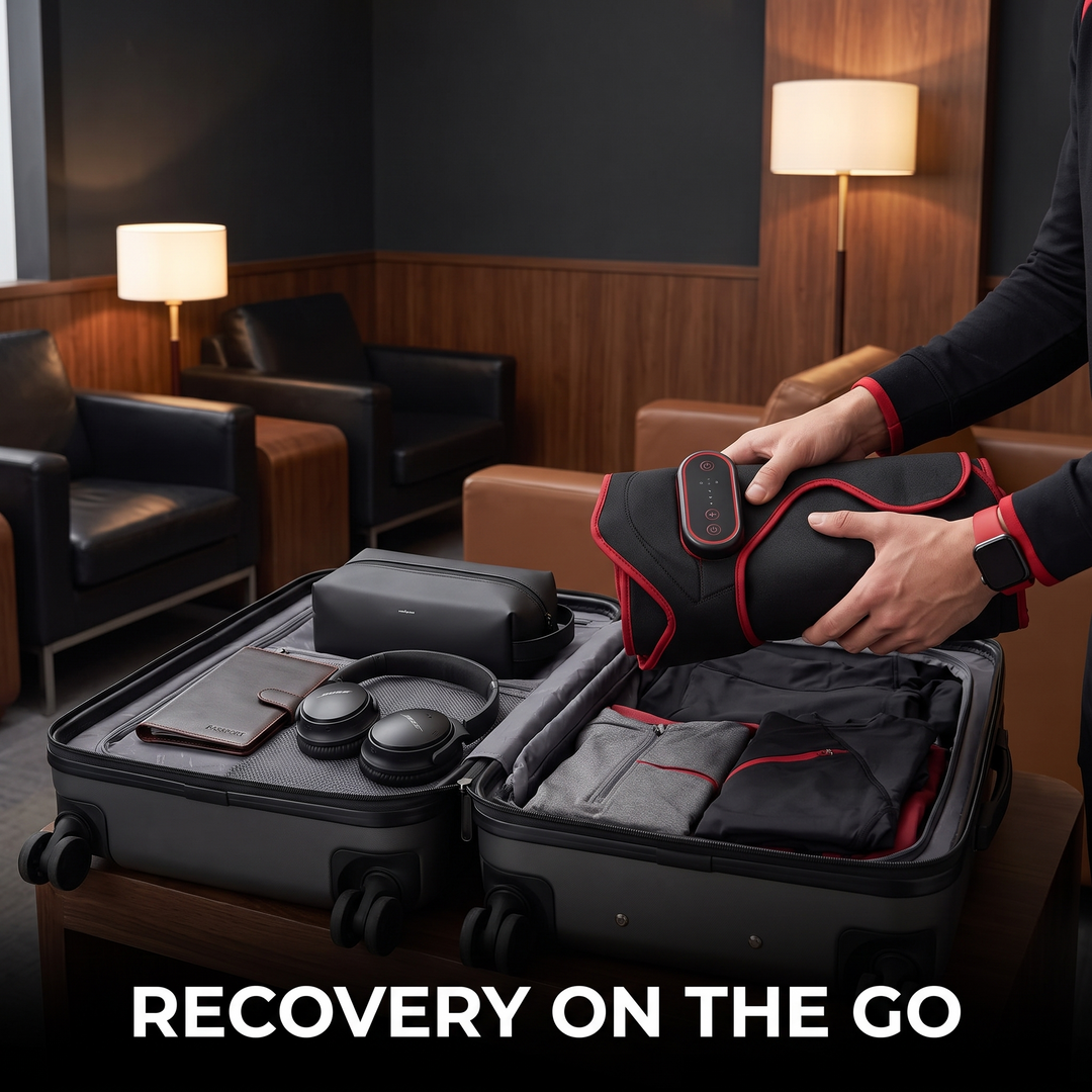 Rechargeable Leg Massager with Heat and Air Compression Adjustable Wrap for Circulation Support Muscle Recovery and Pain Relief Home Use - Lifestyle Travel Recovery