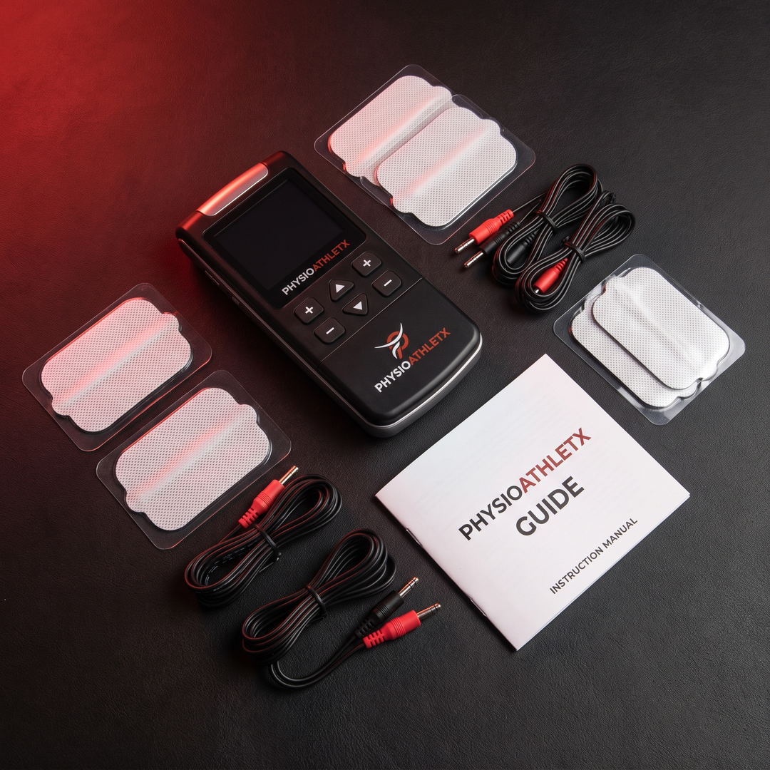 Professional TENS EMS Unit Muscle Stimulator Electric Pulse Massager Digital Pain Relief Device Body Massage Home Use Recovery - Packaging Flat Lay