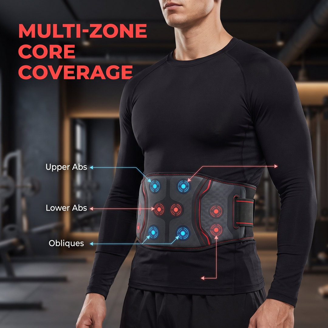 Professional EMS Muscle Stimulator Belt Abdominal Toning Training Belt Electric Body Massager Muscle Relaxation Fitness Recovery Waist Toning for Home Gym Workout | Multi-Zone Core Coverage