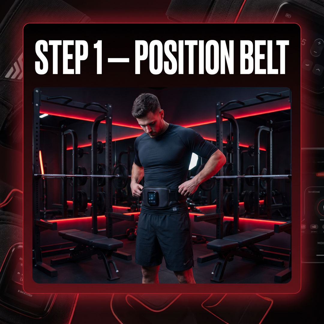 Professional EMS Muscle Stimulator Belt Abdominal Toning Training Belt Electric Body Massager Muscle Relaxation Fitness Recovery Waist Toning for Home Gym Workout | How It Works Step 1 Position Belt