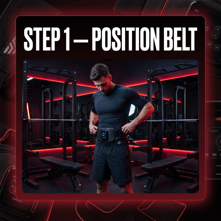 Professional EMS Muscle Stimulator Belt Abdominal Toning Training Belt Electric Body Massager Muscle Relaxation Fitness Recovery Waist Toning for Home Gym Workout | How It Works Step 1 Position Belt