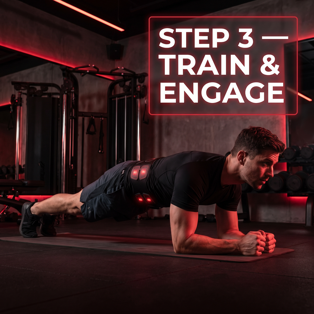 Professional EMS Muscle Stimulator Belt Abdominal Toning Training Belt Electric Body Massager Muscle Relaxation Fitness Recovery Waist Toning for Home Gym Workout | How It Works Step 3 Train &amp; Engage