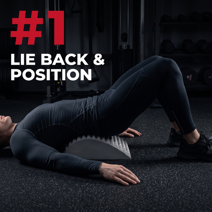 Adjustable Back Stretcher Lumbar Support Board Spine Deck Back Cracker Device for Lower Back Pain Relief Posture Correction Home Use - How To Use Step 1 Lie Back