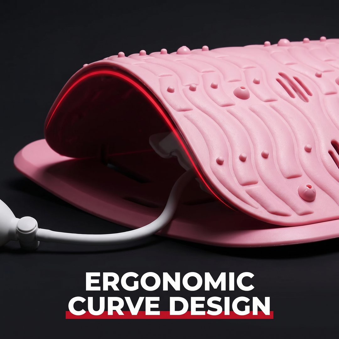 Adjustable Back Stretcher Lumbar Traction Device Ergonomic Lumbar Support Board Manual Airbag Spine Decompression Stretching Board for Home Use - Ergonomic Curved Design Detail