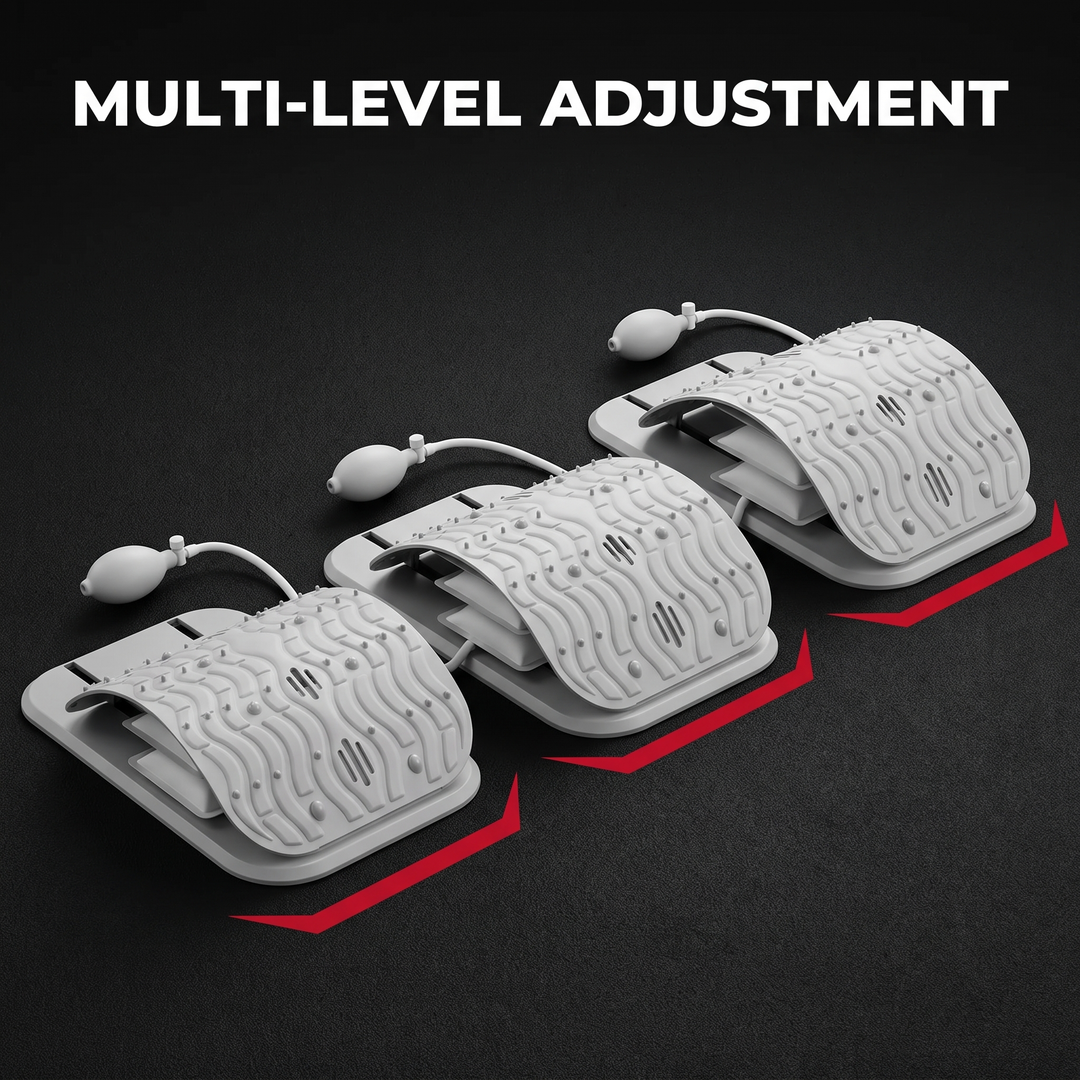 Adjustable Back Stretcher Lumbar Traction Device Ergonomic Lumbar Support Board Manual Airbag Spine Decompression Stretching Board for Home Use - Multi-Level Height Adjustment Settings