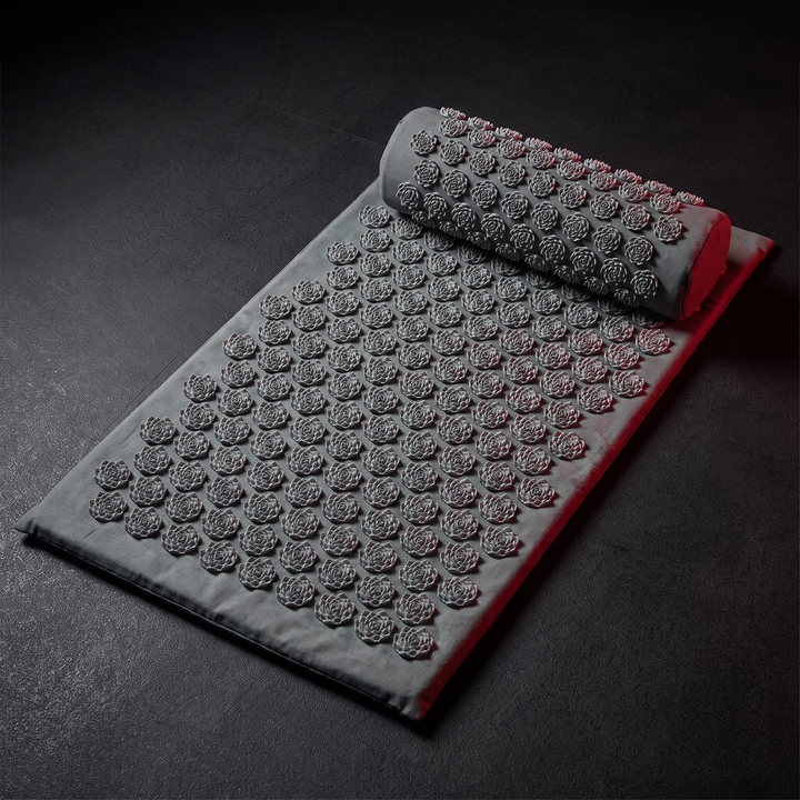 Acupressure Mat and Pillow Set Yoga Spike Mat Body Massage Cushion Foot Massager for Muscle Relaxation Recovery Home Fitness Pilates Use - Gray Colorway Hero Shot