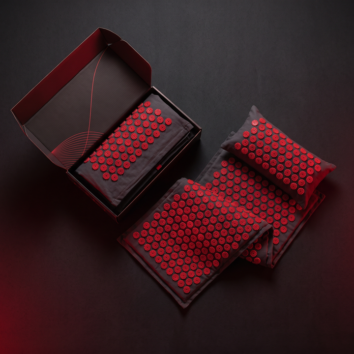 Acupressure Mat and Pillow Set Yoga Spike Mat Body Massage Cushion Foot Massager for Muscle Relaxation Recovery Home Fitness Pilates Use - Packaging Flat-Lay