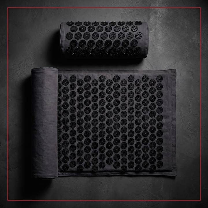 Acupressure Mat and Pillow Set Yoga Spike Mat Body Massage Cushion Foot Massager for Muscle Relaxation Recovery Home Fitness Pilates Use - Full Mat and Pillow Set Flat-Lay
