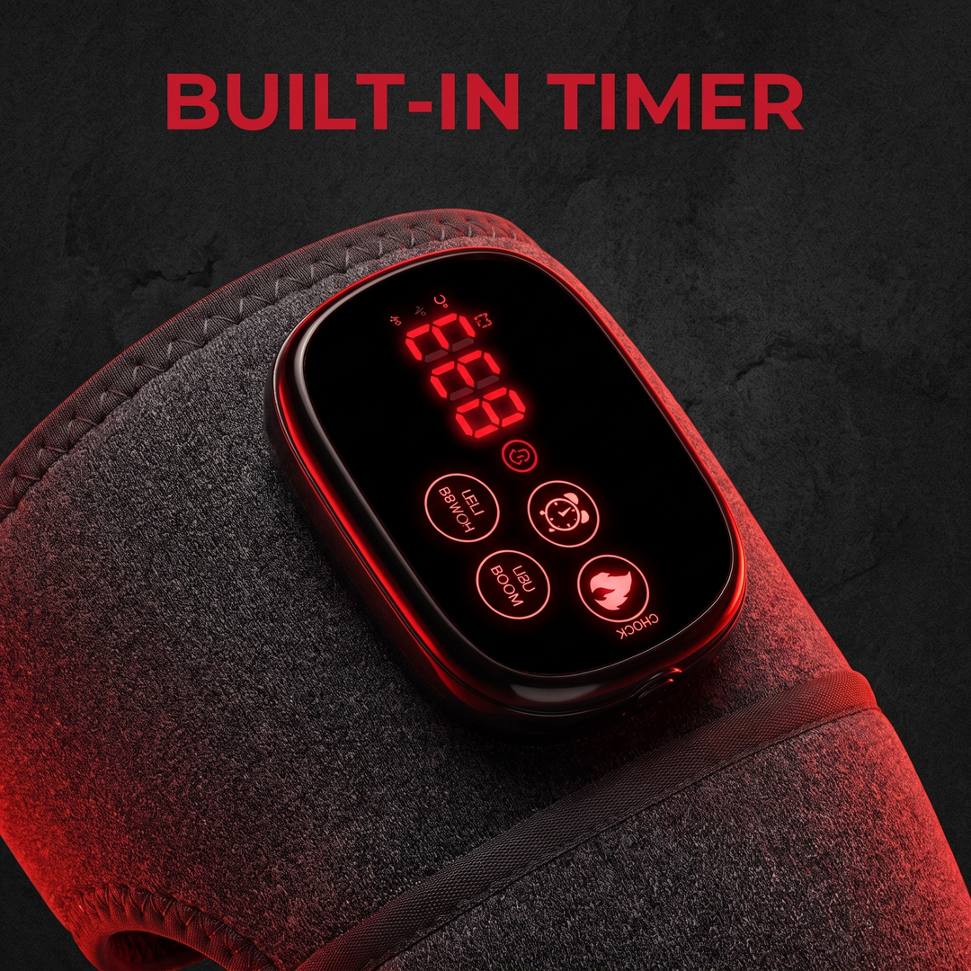 Cordless Heated Knee Wrap with Red Light Therapy 4 Temperature Settings Timer USB-C Rechargeable 5000mAh Knee Brace for Shoulder Elbow Home Use Recovery - Built-In Timer