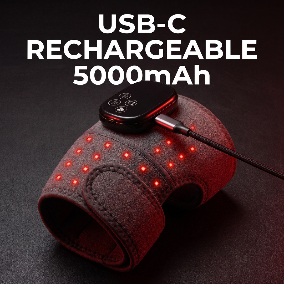 Cordless Heated Knee Wrap with Red Light Therapy 4 Temperature Settings Timer USB-C Rechargeable 5000mAh Knee Brace for Shoulder Elbow Home Use Recovery - USB-C Rechargeable 5000mAh Battery