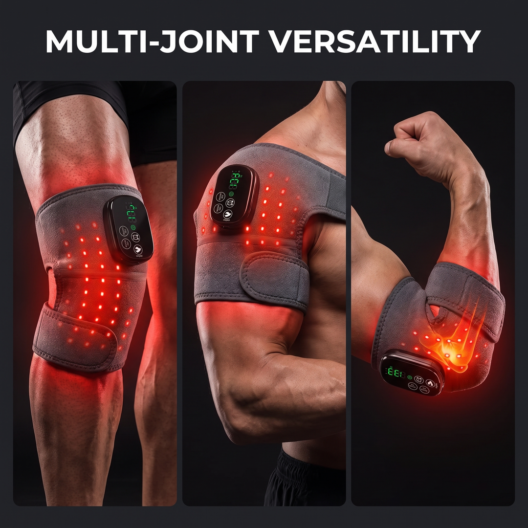 Cordless Heated Knee Wrap with Red Light Therapy 4 Temperature Settings Timer USB-C Rechargeable 5000mAh Knee Brace for Shoulder Elbow Home Use Recovery - Multi-Joint Versatility Knee Shoulder Elbow