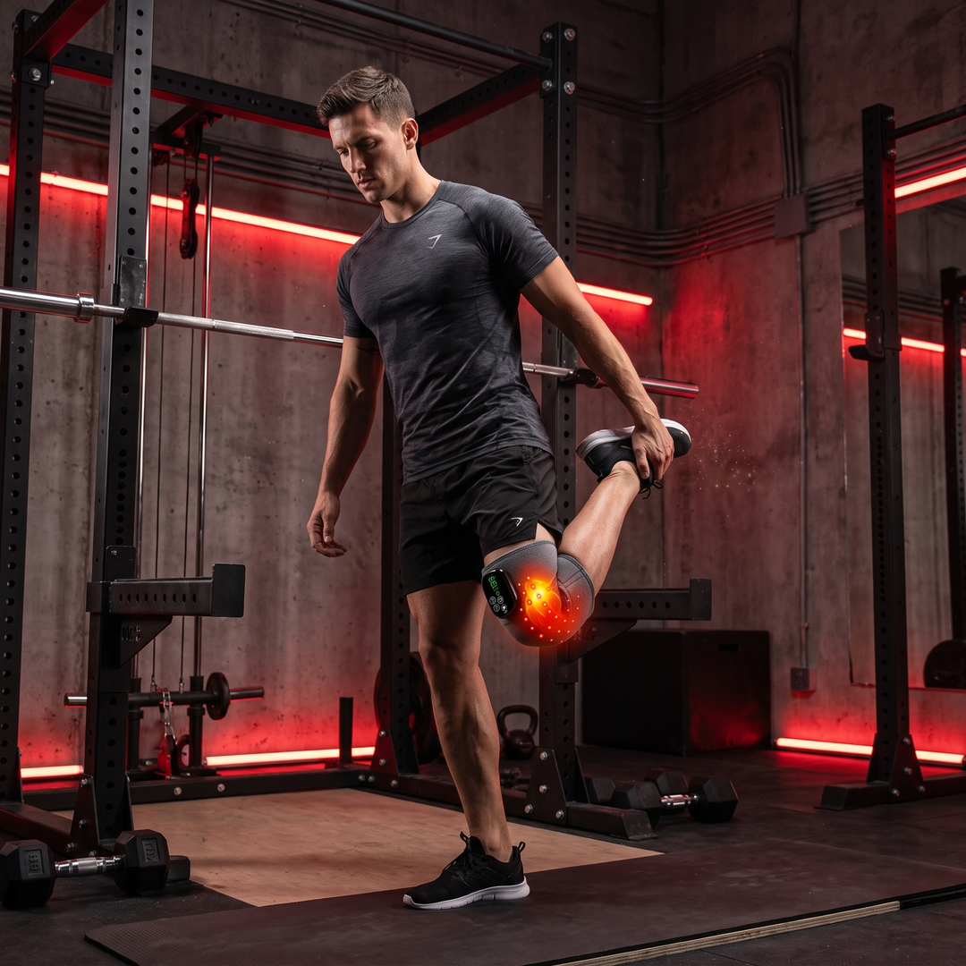 Cordless Heated Knee Wrap with Red Light Therapy 4 Temperature Settings Timer USB-C Rechargeable 5000mAh Knee Brace for Shoulder Elbow Home Use Recovery - Home Gym Recovery Lifestyle