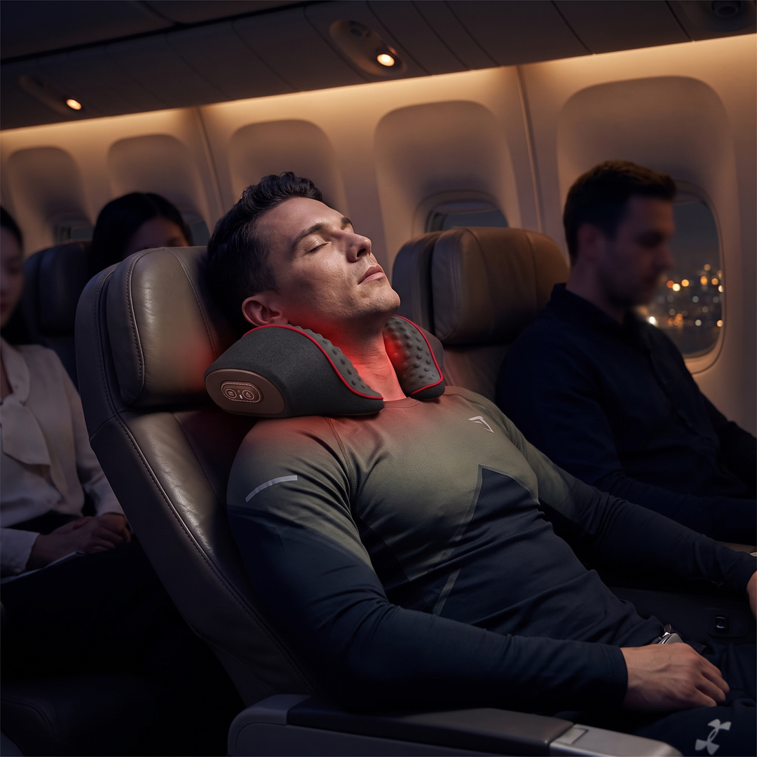 Electric Neck Massager Pillow Cervical Traction Support Pillow with Heat Vibration Massage Orthopedic Neck Stretcher for Back Pain Relief Home Use - Travel Use