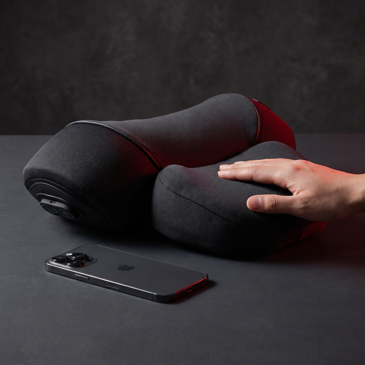 Electric Neck Massager Pillow Cervical Traction Support Pillow with Heat Vibration Massage Orthopedic Neck Stretcher for Back Pain Relief Home Use - Compact Portable Size