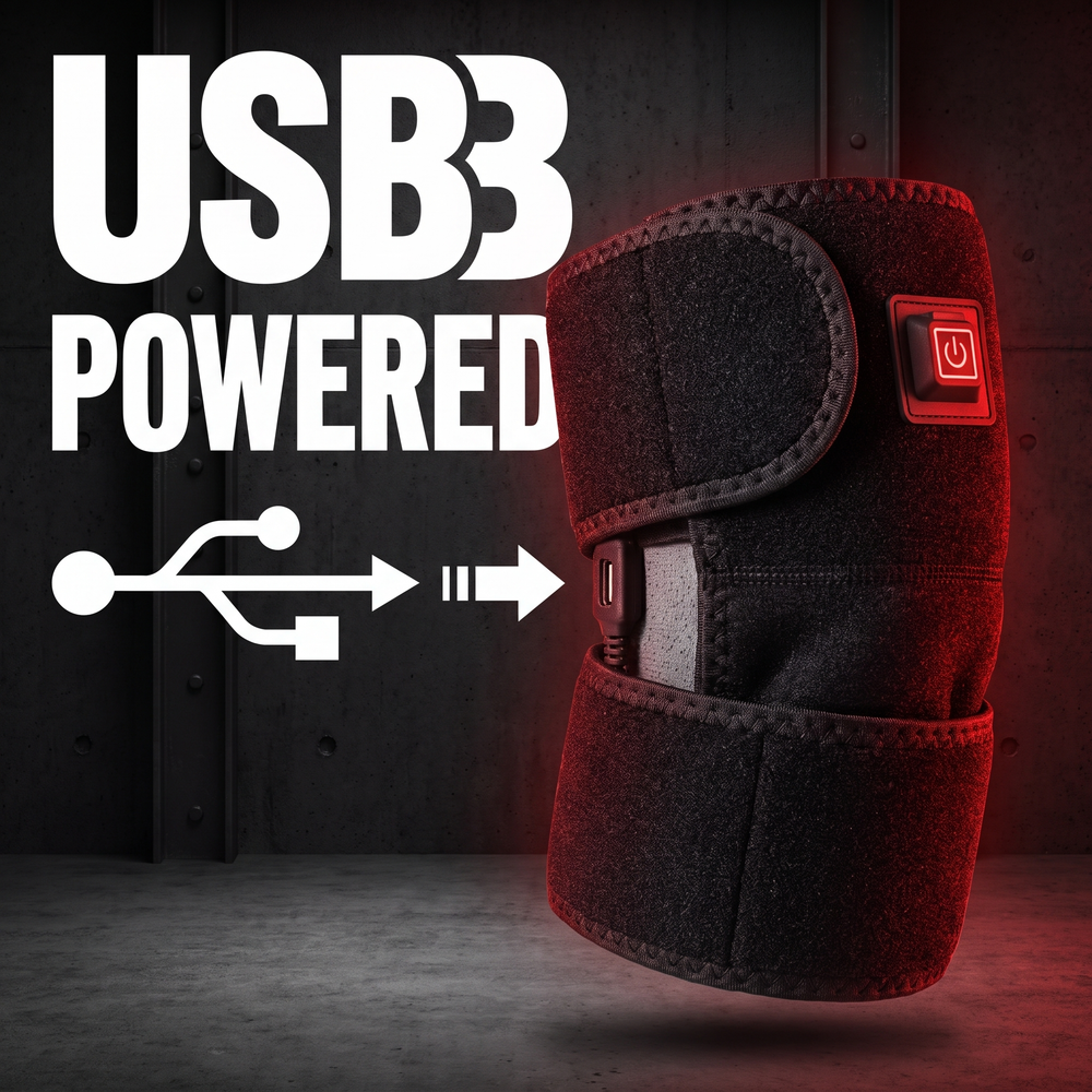 Electric Heated Knee Wrap USB Powered Knee Heating Pad Adjustable Warming Strap Joint Support Brace for Home Recovery Daily Use – USB Powered Feature