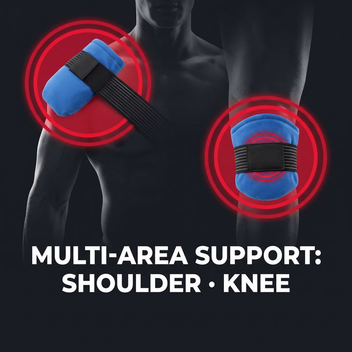 Professional Gel Ice Pack with Adjustable Elastic Strap Hot Cold Compress Wrap for Shoulder Knee Back Neck Ankle Recovery Support - Multi-Area Support Shoulder Knee