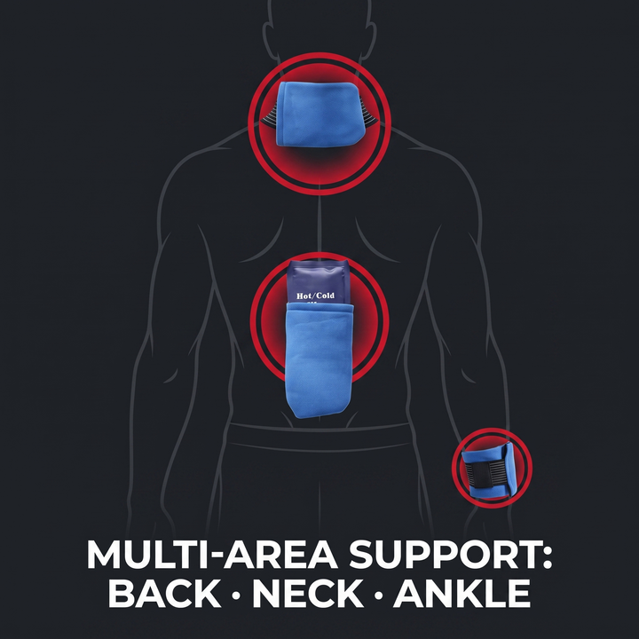 Professional Gel Ice Pack with Adjustable Elastic Strap Hot Cold Compress Wrap for Shoulder Knee Back Neck Ankle Recovery Support - Multi-Area Support Back Neck Ankle