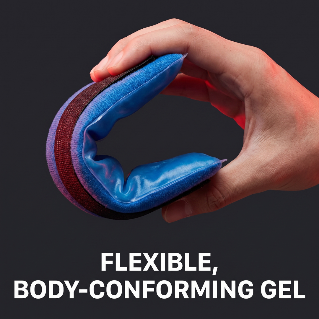 Professional Gel Ice Pack with Adjustable Elastic Strap Hot Cold Compress Wrap for Shoulder Knee Back Neck Ankle Recovery Support - Flexible Body-Conforming Gel