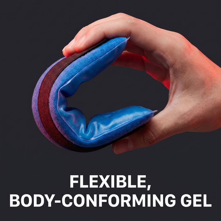 Professional Gel Ice Pack with Adjustable Elastic Strap Hot Cold Compress Wrap for Shoulder Knee Back Neck Ankle Recovery Support - Flexible Body-Conforming Gel