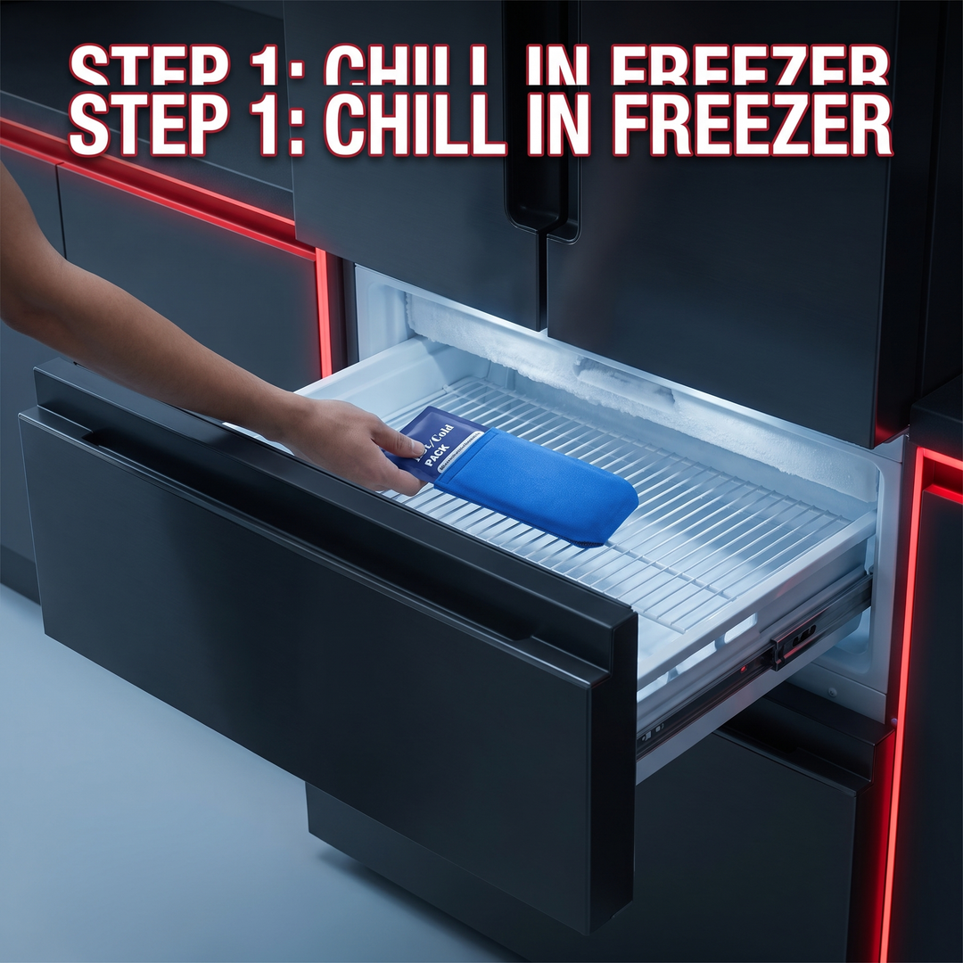 Professional Gel Ice Pack with Adjustable Elastic Strap Hot Cold Compress Wrap for Shoulder Knee Back Neck Ankle Recovery Support - Step 1 Chill in Freezer