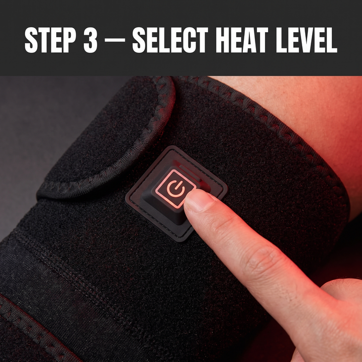 Electric Heated Knee Wrap USB Powered Knee Heating Pad Adjustable Warming Strap Joint Support Brace for Home Recovery Daily Use – How To Use Step 3 Select Heat Level