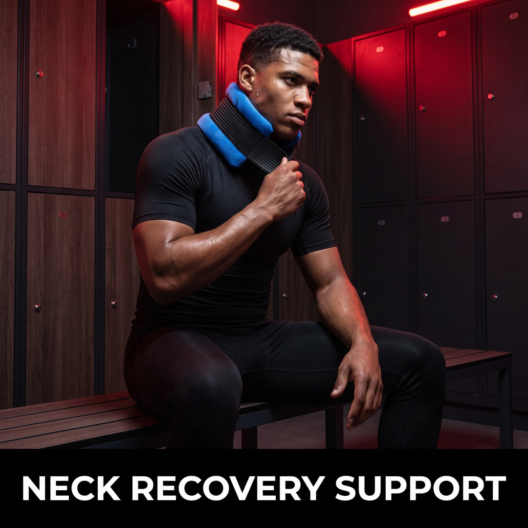 Professional Gel Ice Pack with Adjustable Elastic Strap Hot Cold Compress Wrap for Shoulder Knee Back Neck Ankle Recovery Support - Neck Recovery Support Lifestyle