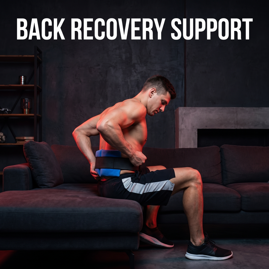Professional Gel Ice Pack with Adjustable Elastic Strap Hot Cold Compress Wrap for Shoulder Knee Back Neck Ankle Recovery Support - Back Recovery Support Lifestyle