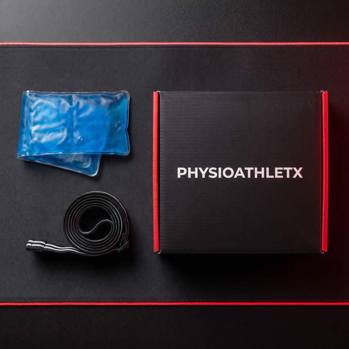 Professional Gel Ice Pack with Adjustable Elastic Strap Hot Cold Compress Wrap for Shoulder Knee Back Neck Ankle Recovery Support - Packaging Flat Lay