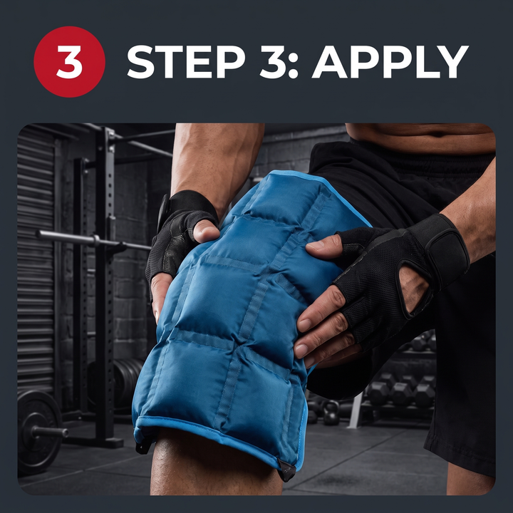 Reusable Large Ice Pack Hot Cold Gel Pack for Knee Leg Back Neck Shoulder Muscle Recovery Cooling Wrap Massage Pad Pain Relief Support - How To Use Step 3 Apply