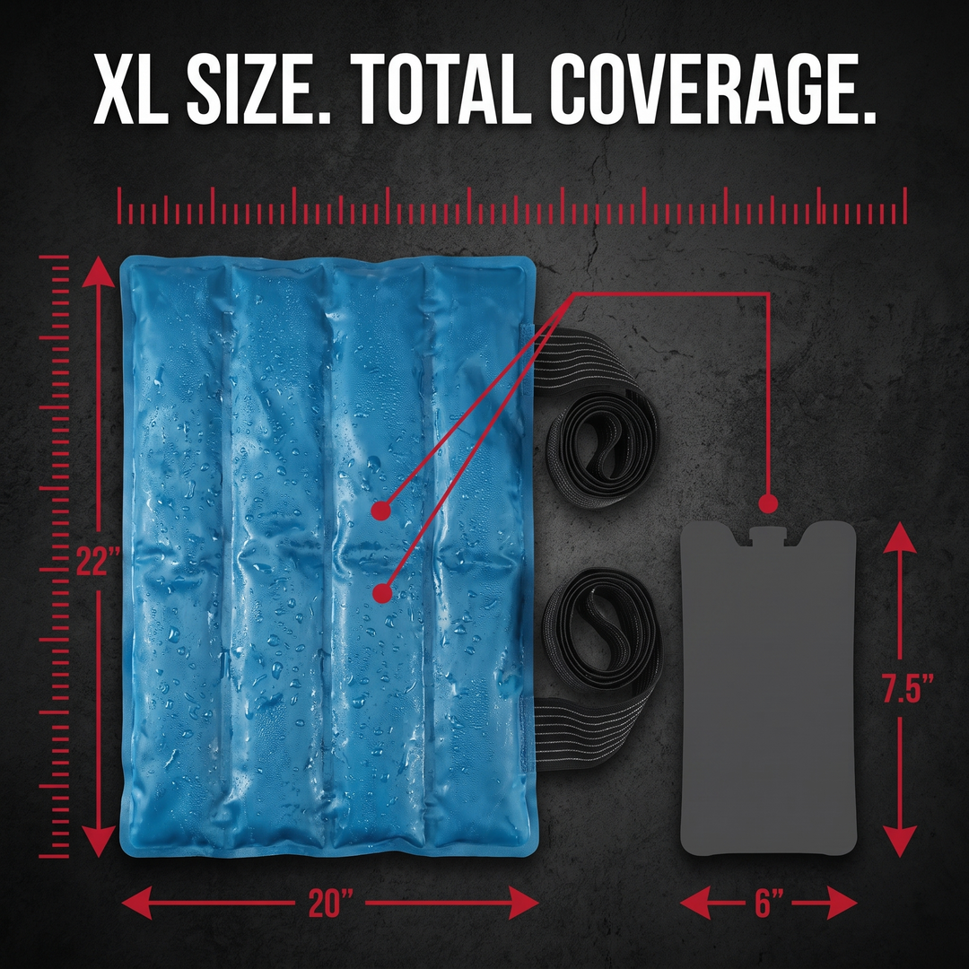 Reusable Large Ice Pack Hot Cold Gel Pack for Knee Leg Back Neck Shoulder Muscle Recovery Cooling Wrap Massage Pad Pain Relief Support - XL Size Coverage Comparison