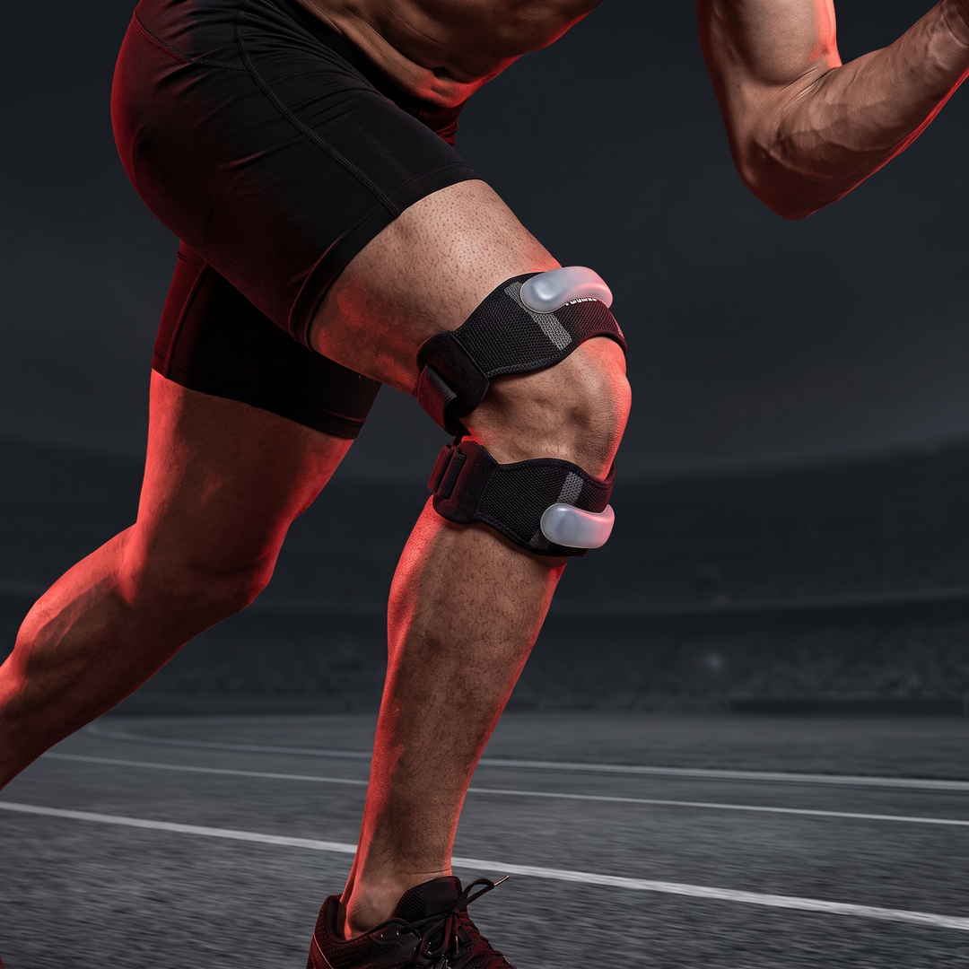 Adjustable Patella Knee Strap with Ergonomic Silicone Pad Patellar Tendon Support Compression Brace Breathable Sports Knee Band for Running Cycling Fitness - Black Running Hero