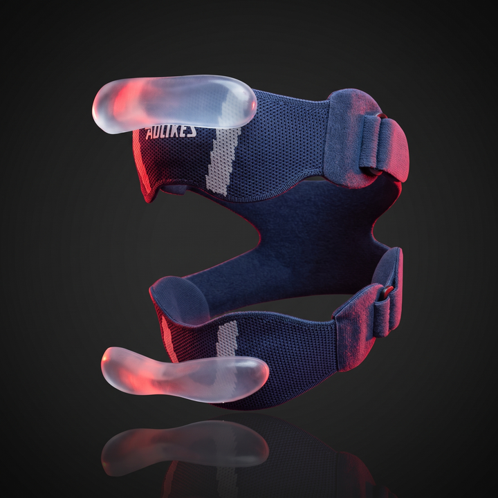 Adjustable Patella Knee Strap with Ergonomic Silicone Pad Patellar Tendon Support Compression Brace Breathable Sports Knee Band for Running Cycling Fitness - Blue Standalone Product Shot