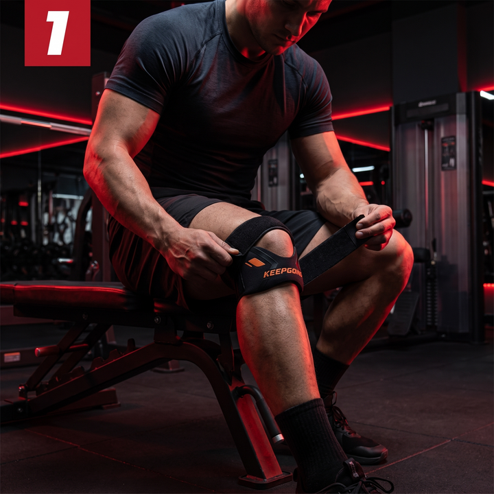 Ergonomic Patella Knee Strap Knee Support Band Tendon Stabilizer Brace with Cushioned Pad for Pain Relief Running Jumping Fitness Recovery - How to Put On Step 1
