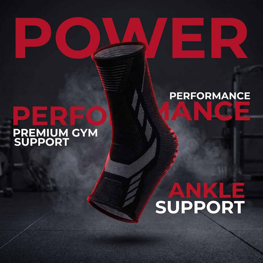 Adjustable Ankle Support Strap Compression Sleeve Knit Stretch Brace Joint Protector Sports Gym Injury Recovery Elastic Belt - Black hero shot