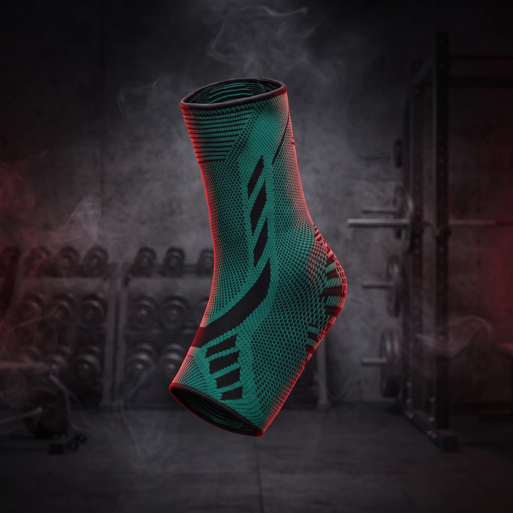 Adjustable Ankle Support Strap Compression Sleeve Knit Stretch Brace Joint Protector Sports Gym Injury Recovery Elastic Belt - Green hero shot
