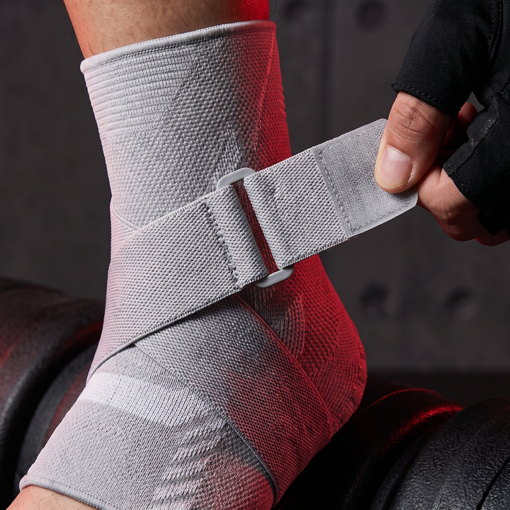 Adjustable Ankle Support Strap Compression Sleeve Knit Stretch Brace Joint Protector Sports Gym Injury Recovery Elastic Belt - adjustable strap mechanism close-up