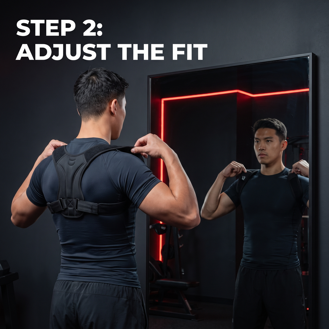Adjustable Back Brace Posture Corrector for Men and Women Full Back Support Upper Lower Back Shoulder Straightener Posture Support Brace - Adjusting The Fit Step 2