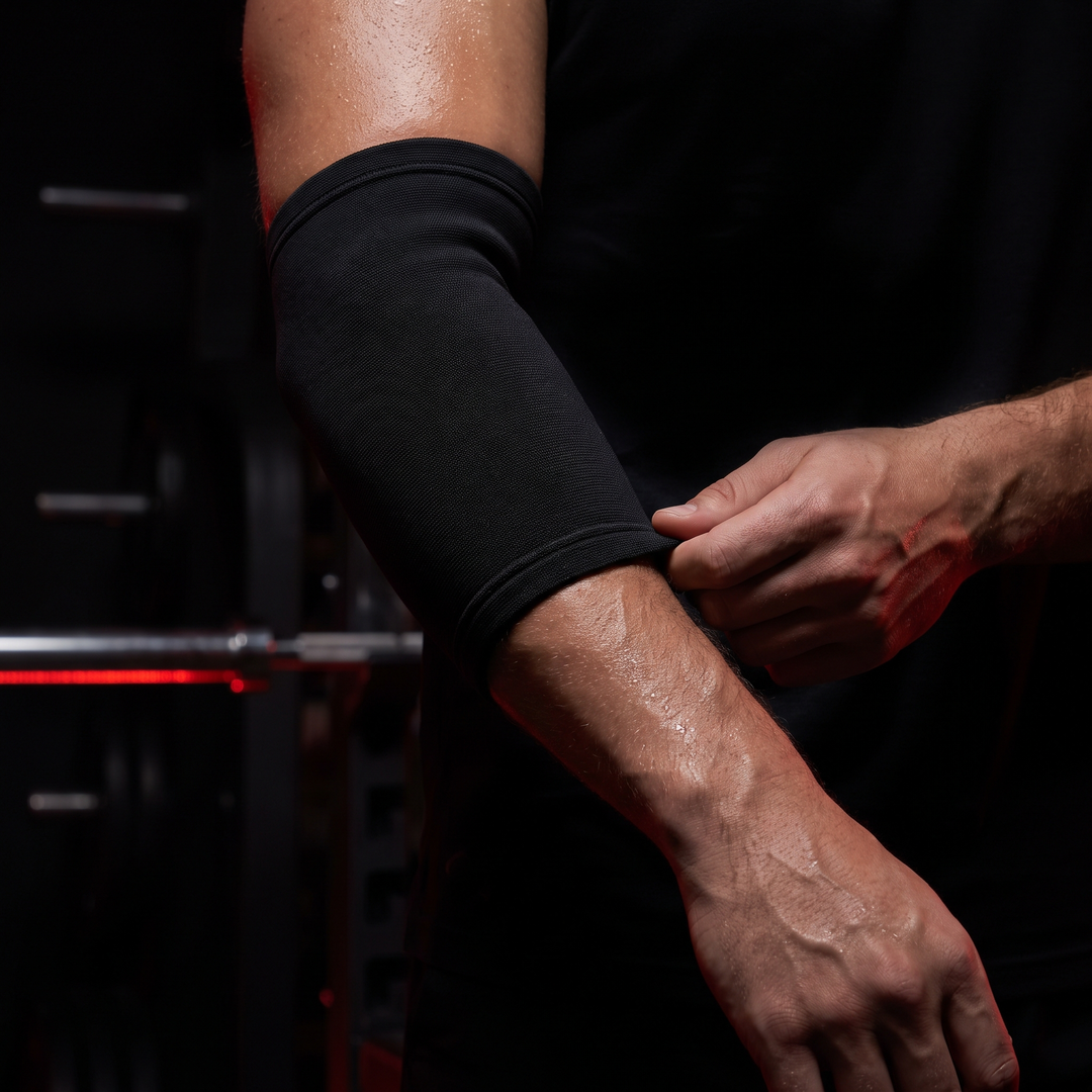 Professional Elbow Brace Compression Sleeve - positioning sleeve over the joint