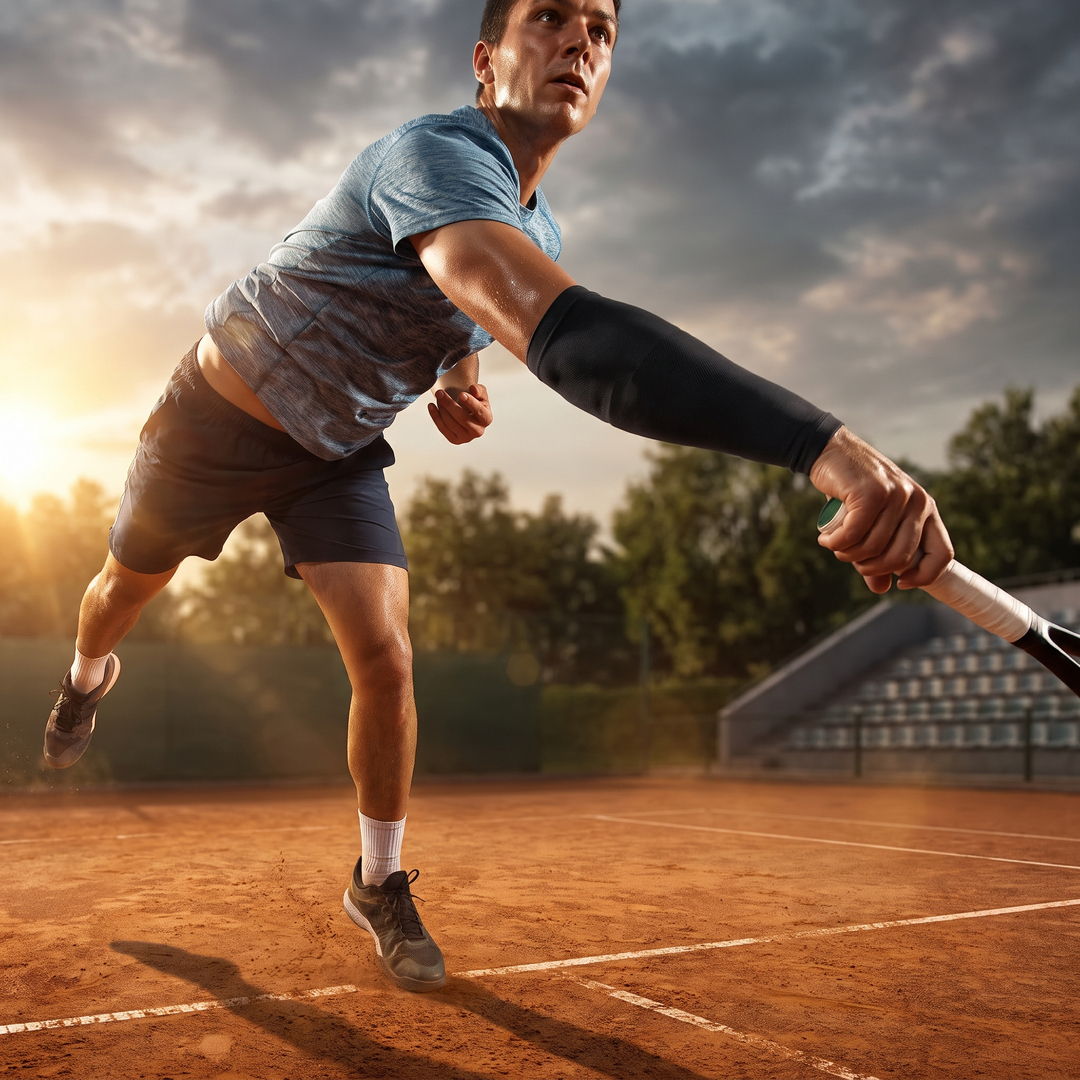Professional Elbow Brace Compression Sleeve - on-court tennis action