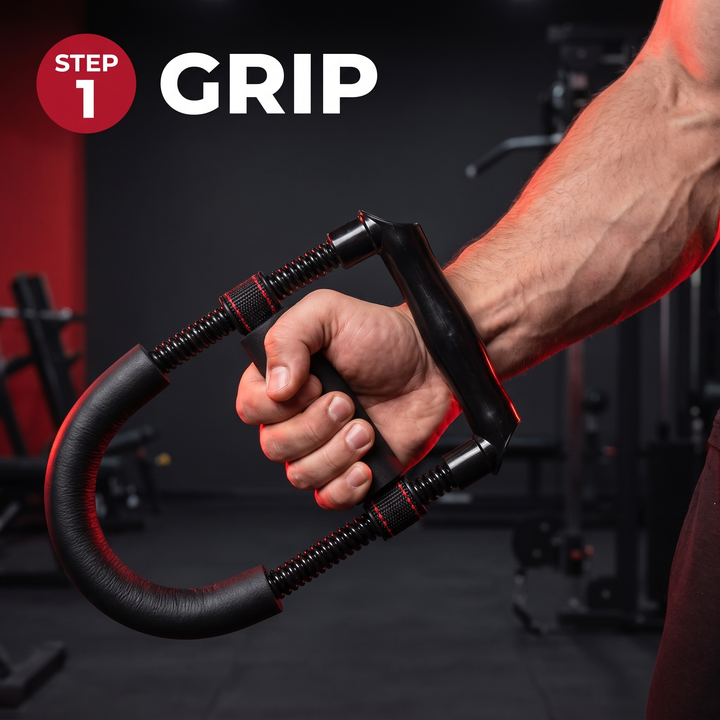 Adjustable Forearm Strengthener Wrist and Hand Grip Exerciser Arm Strength Trainer Resistance Training Equipment for Home Gym Fitness Workout Recovery - How It Works Step 1 Grip