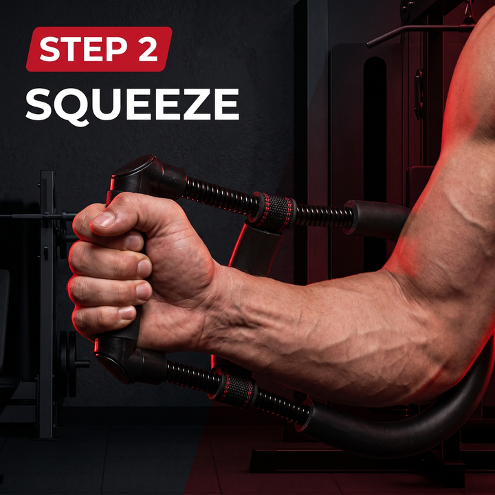 Adjustable Forearm Strengthener Wrist and Hand Grip Exerciser Arm Strength Trainer Resistance Training Equipment for Home Gym Fitness Workout Recovery - How It Works Step 2 Squeeze