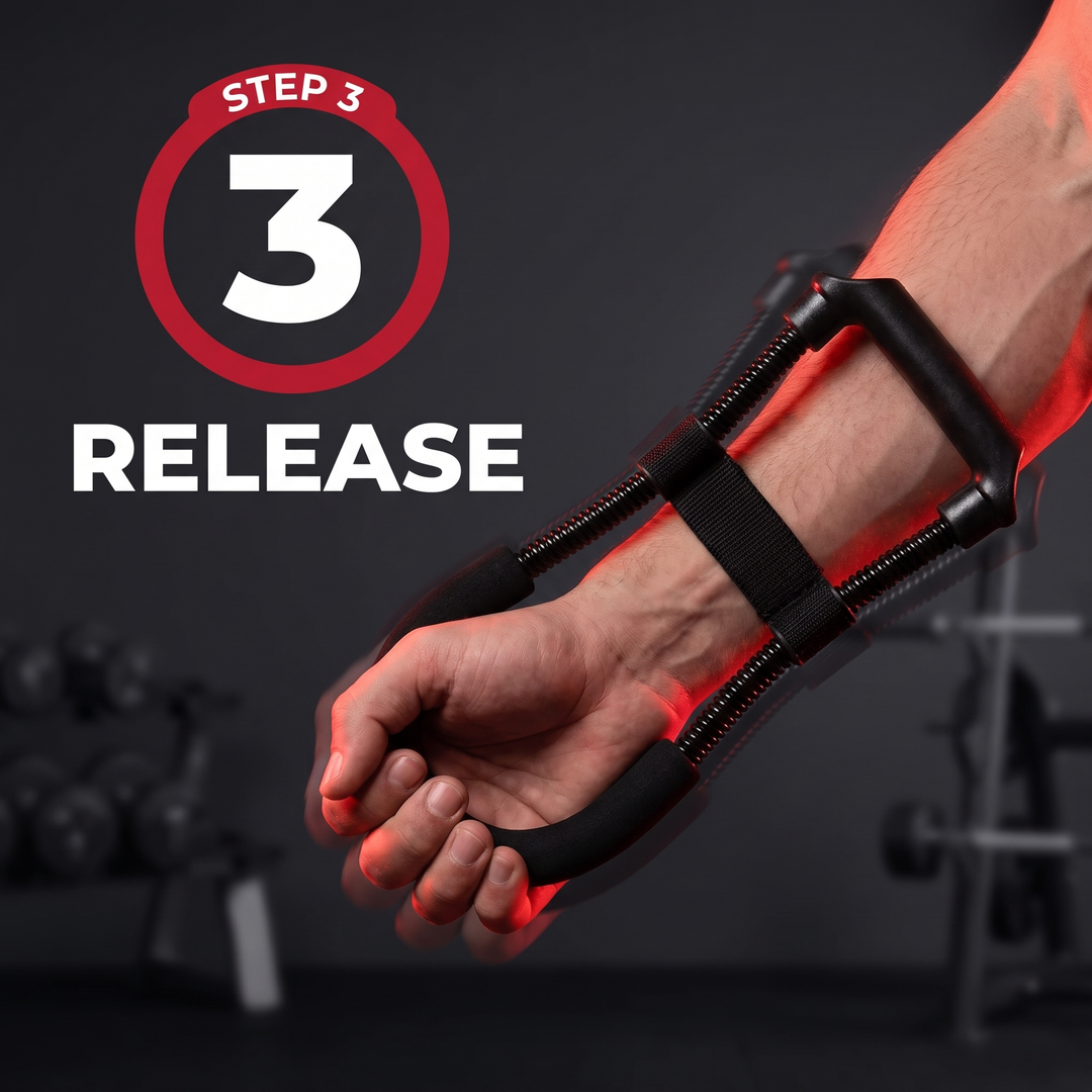Adjustable Forearm Strengthener Wrist and Hand Grip Exerciser Arm Strength Trainer Resistance Training Equipment for Home Gym Fitness Workout Recovery - How It Works Step 3 Release