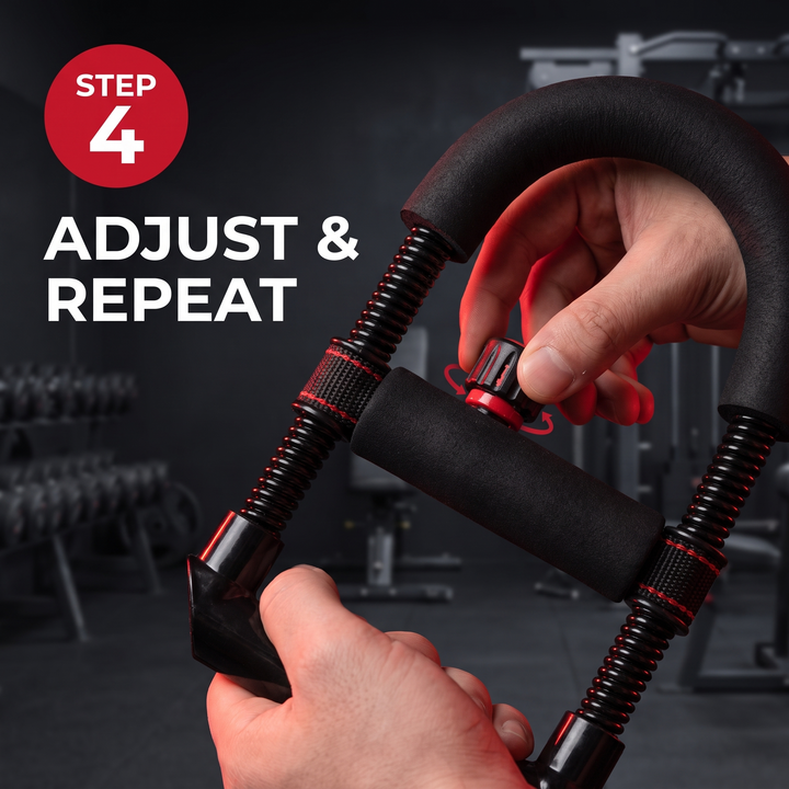 Adjustable Forearm Strengthener Wrist and Hand Grip Exerciser Arm Strength Trainer Resistance Training Equipment for Home Gym Fitness Workout Recovery - How It Works Step 4 Adjust and Repeat