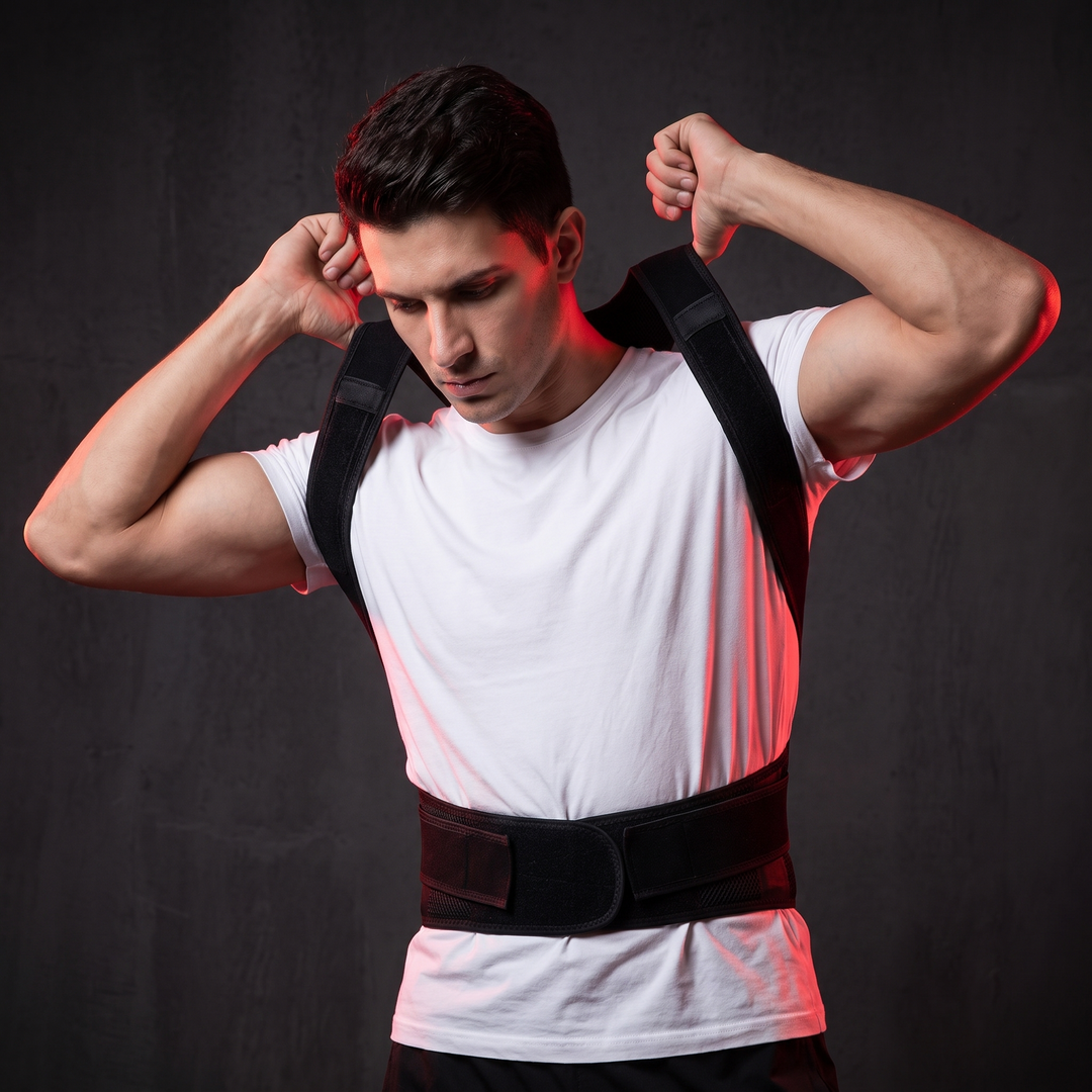 Adjustable Posture Corrector Full Back Brace Shoulder Straightener Support Brace for Men and Women Posture Improvement Back Relief Home and Office Use - How to Put On Step 1