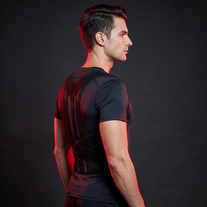 Adjustable Posture Corrector Full Back Brace Shoulder Straightener Support Brace for Men and Women Posture Improvement Back Relief Home and Office Use - Fully Worn Side Profile