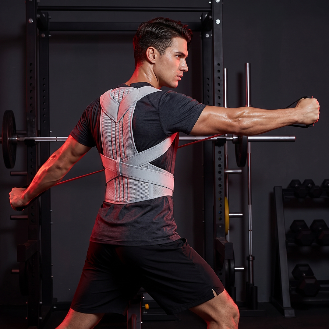 Adjustable Posture Corrector Full Back Brace Shoulder Straightener Support Brace for Men and Women Posture Improvement Back Relief Home and Office Use - Gym Stretching Lifestyle Light Grey