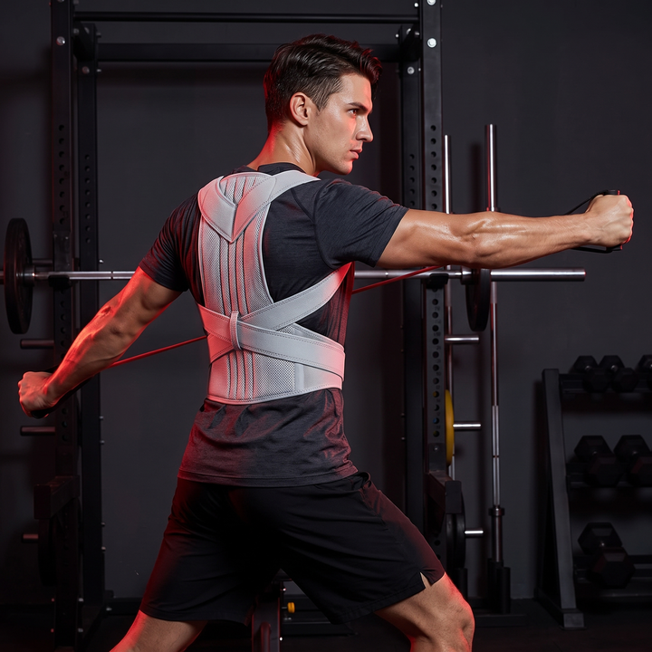 Adjustable Posture Corrector Full Back Brace Shoulder Straightener Support Brace for Men and Women Posture Improvement Back Relief Home and Office Use - Gym Stretching Lifestyle Light Grey